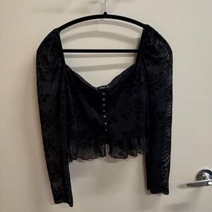 Black Sheer Floral Blouse